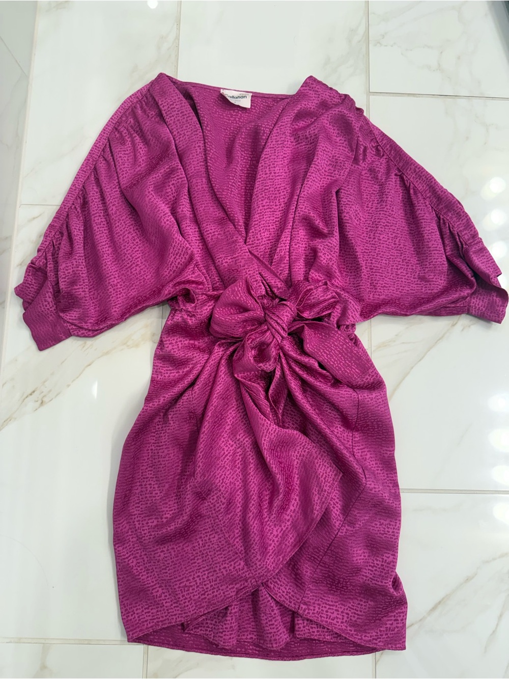 Callahan Magenta Textured Knot-Front Dress